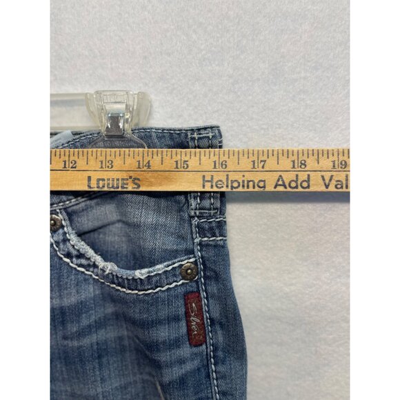 Silver Jeans Tuesday Capris Women's Size 28 Blue Denim Capri Jeans Thick Stitch - Picture 7 of 14